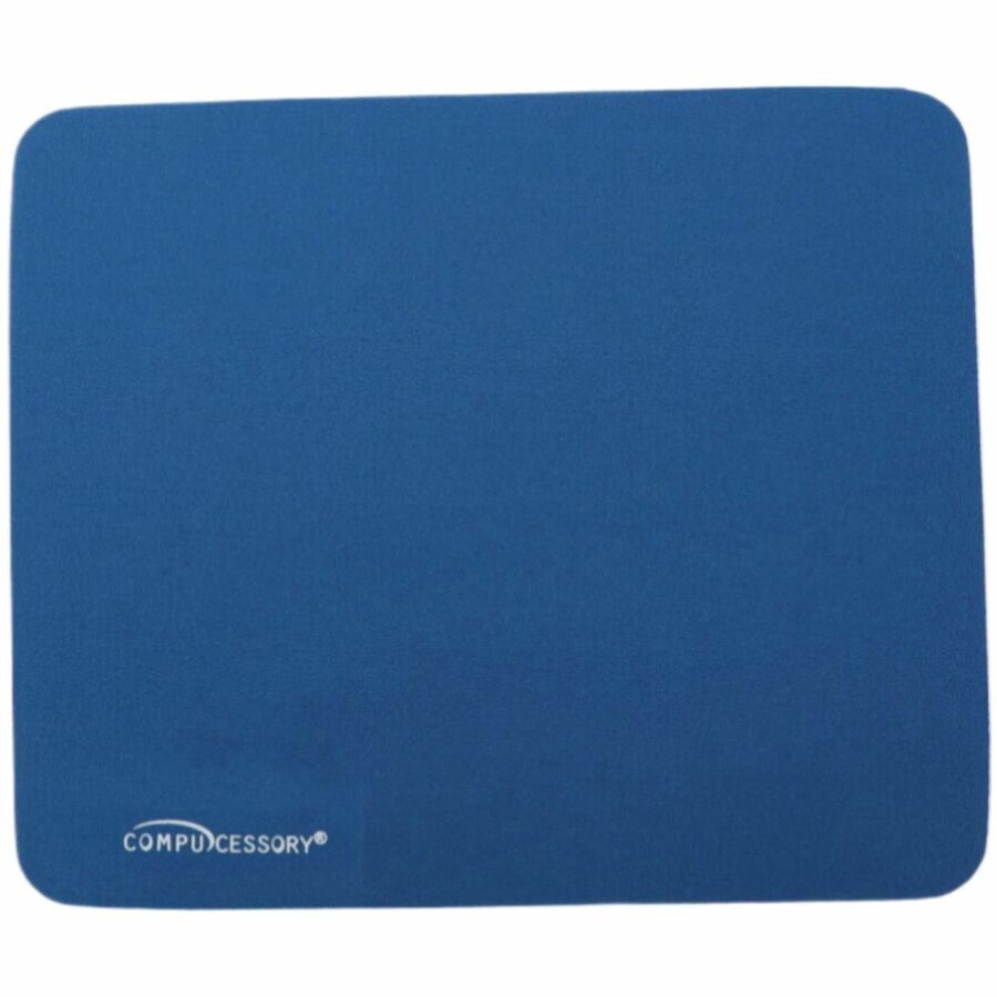 Compucessory Smooth Cloth Nonskid Mouse Pads - 9.50" Width x 8.50" Depth - Blue - Rubber, Cloth - 1 Each