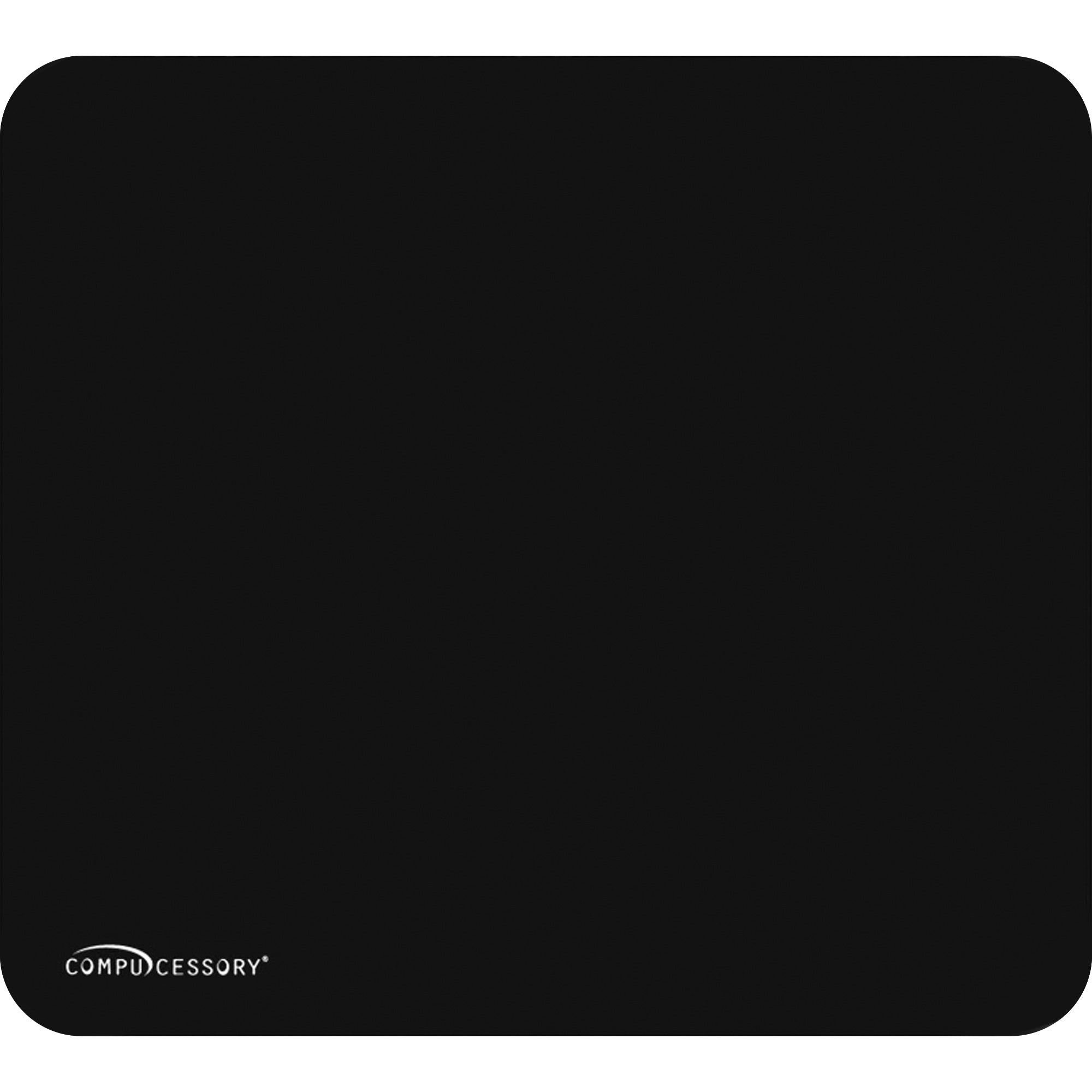 Compucessory Smooth Cloth Nonskid Mouse Pads - 9.50" Width x 8.50" Depth - Black - Rubber, Cloth - 1 Each