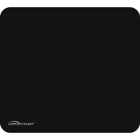 Compucessory Smooth Cloth Nonskid Mouse Pads - 9.50" Width x 8.50" Depth - Black - Rubber, Cloth - 1 Each