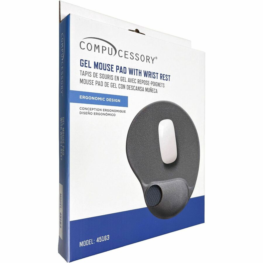 Compucessory Gel Mouse Pads - 9" Height x 10" Width x 1" Depth - Gray - Gel - 1 Each