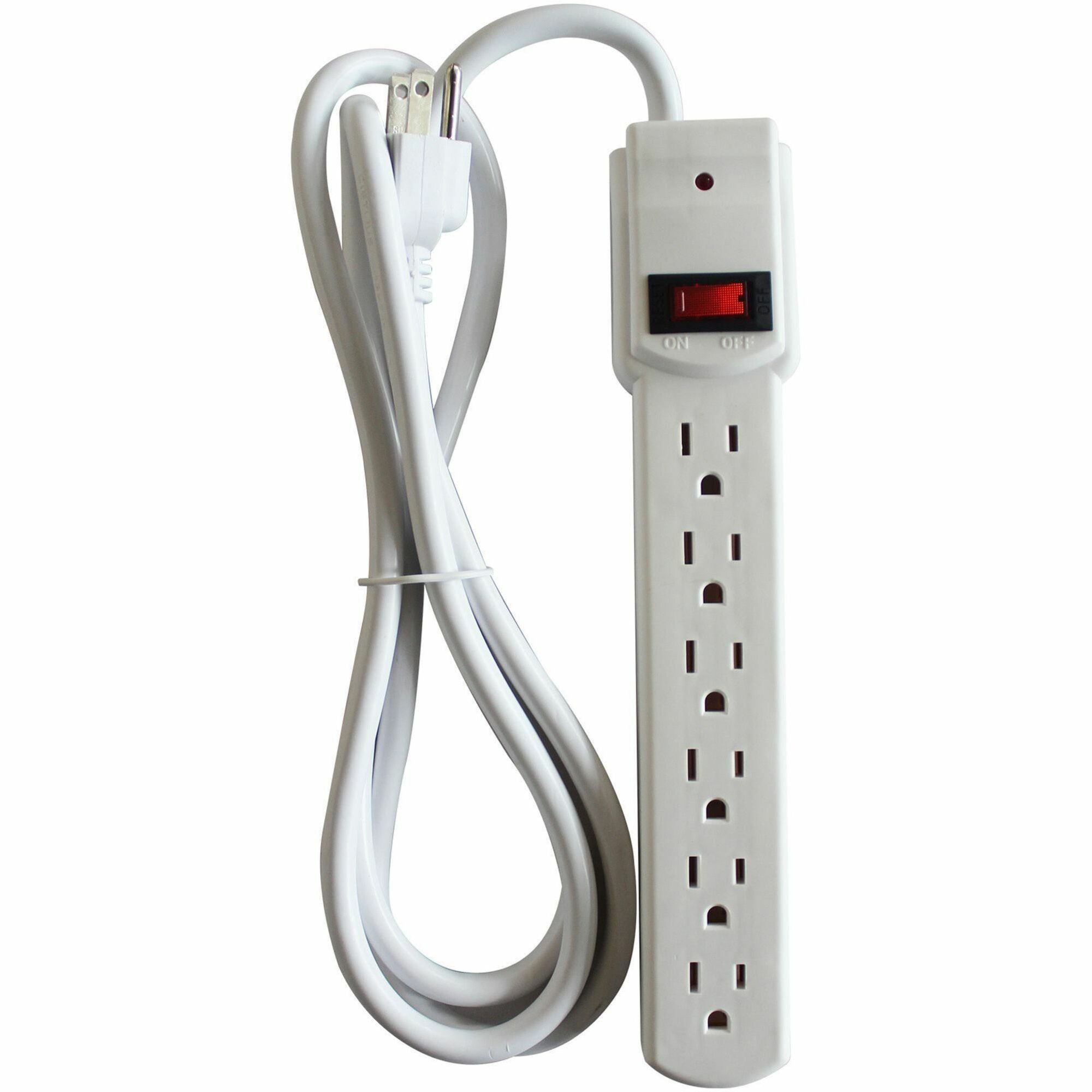 Compucessory 6-Outlet Strip Office Surge Protector - 6 x AC Power - 1080 J - 125 V AC Input - 125 V AC Output - 6 ft