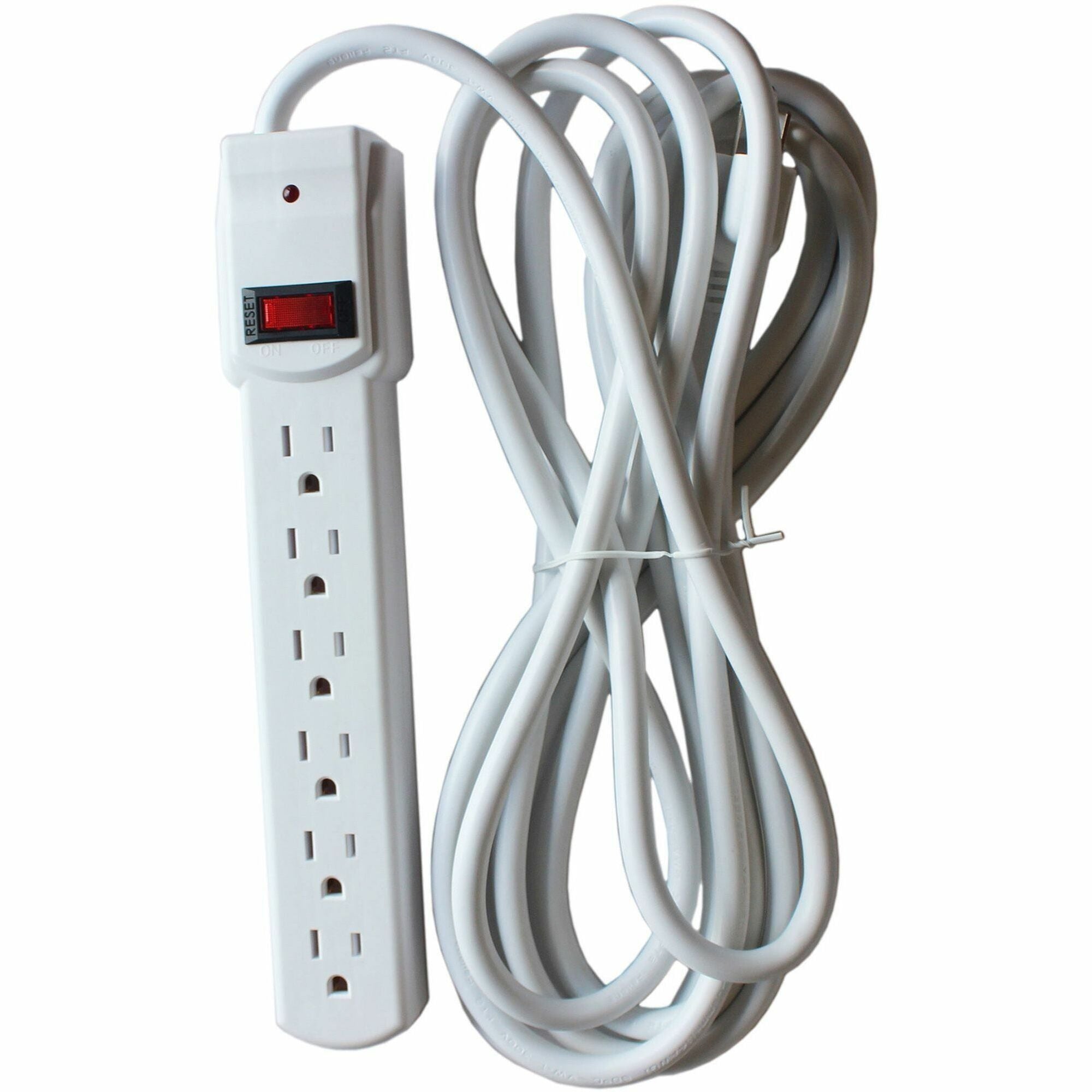 Compucessory 6-Outlet Office Surge Protectors - Light Gray - 6 x AC Power - 1080 J - 125 V AC Input - 125 V AC Output - 15 ft