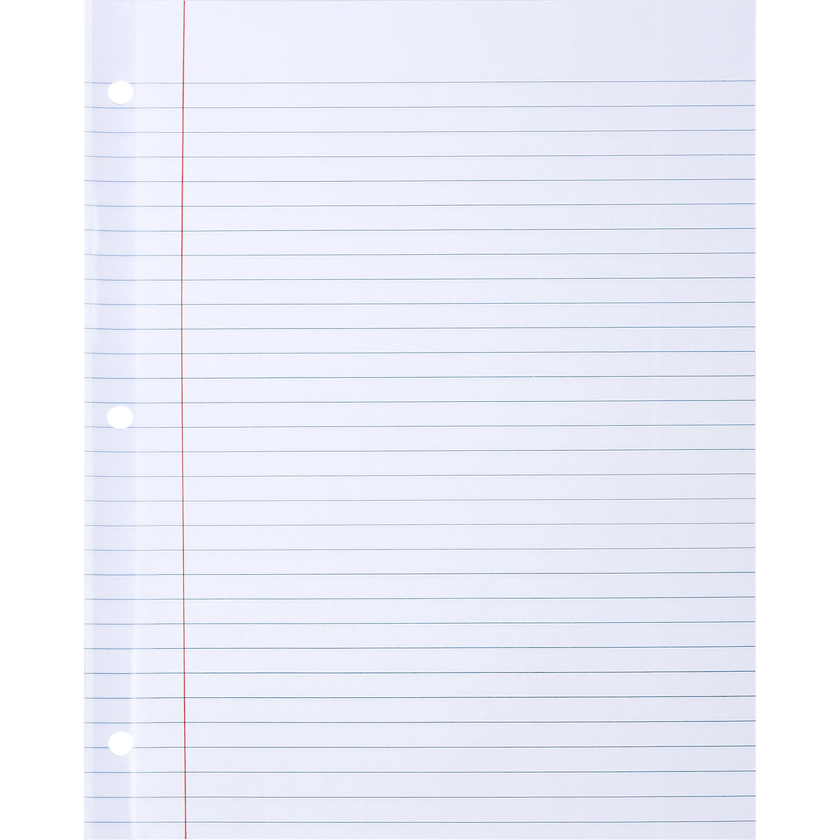 Sparco Ruled Filler Paper - 100 Sheets - Wide Ruled Front Ruling - Ruled Red Margin - 20 lb Basis Weight - Letter - 8 1/2" x 11" Sheet Size - White Paper - Subject, Reinforced Edges - Recycled - 100 / Pack