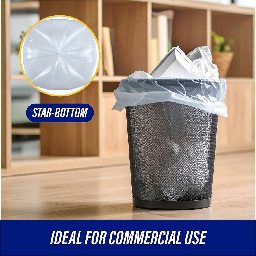 Genuine Joe Clear Trash Can Liners - Small Size - 10 gal Capacity - 23" Length x 24" Width x 0.60 mil (15 Micron) Thickness - Low Density - Clear - 25/Roll - 20 / Carton