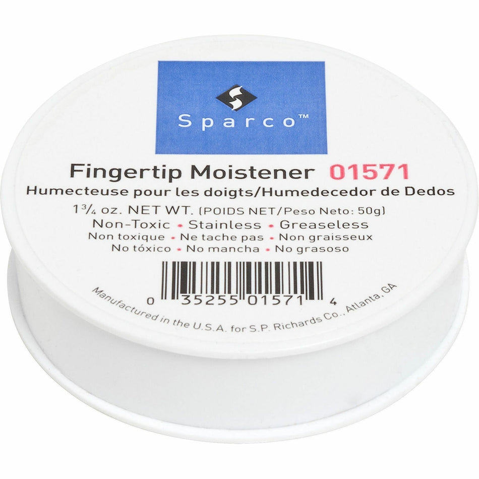 Sparco 1 3/4 Ounce Fingertip Moistener - White - Non-slip, Greaseless, Stainingless, Odorless - 1 Each