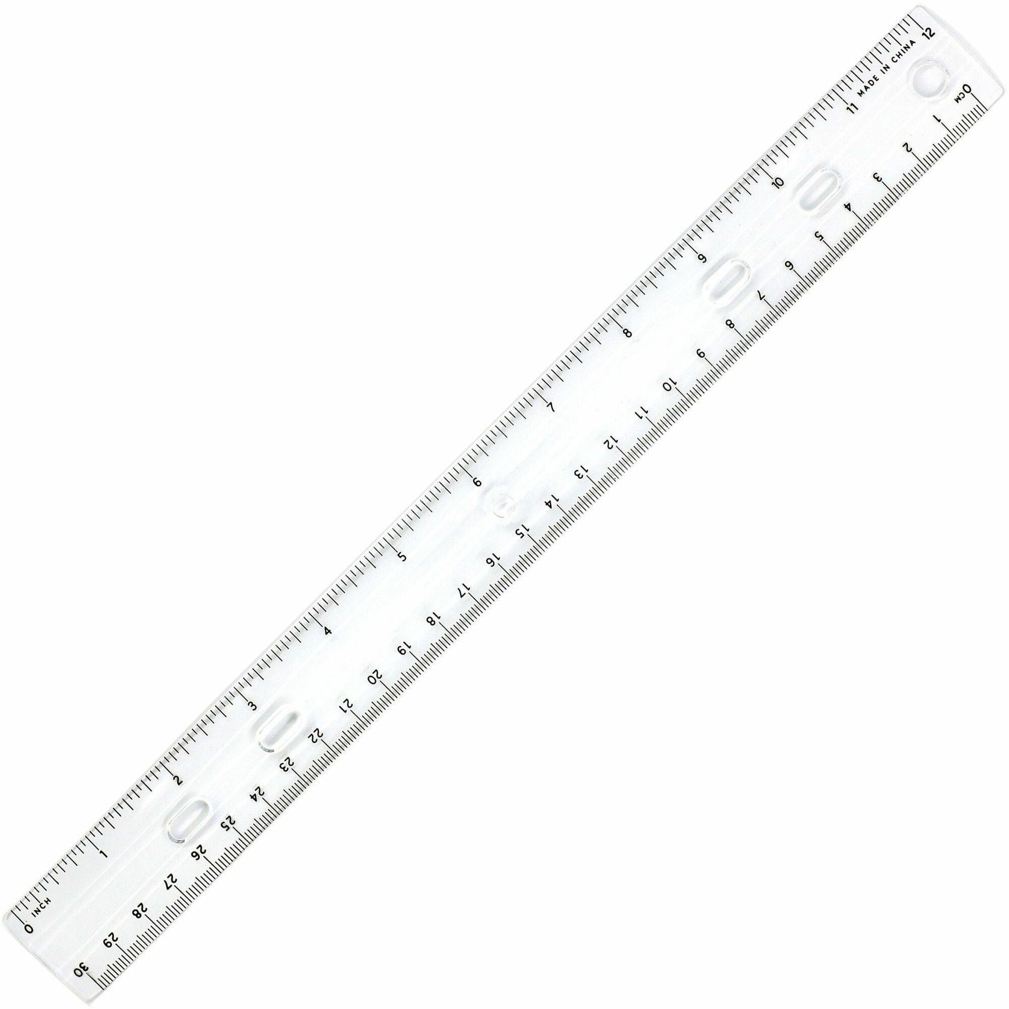 Sparco 12" Standard Metric Ruler - 12" Length x 1.3" Width - 1/16 Graduations - Metric, Imperial Measuring System - Plastic - Clear - 1 Each
