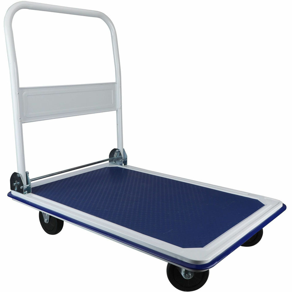 Sparco Folding Platform Truck - Tubular Handle - 660 lb Capacity - Steel, Polyvinyl Chloride (PVC) - 24.75" Width x 36" Depth x 29.50" Height - Gray - 1 Each