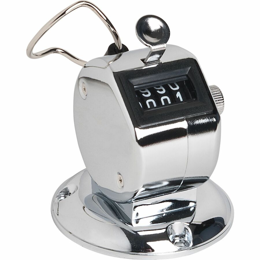 Sparco Tally Counters - 4 Digit - Finger Ring - Desktop - Chrome Plated Steel - Silver
