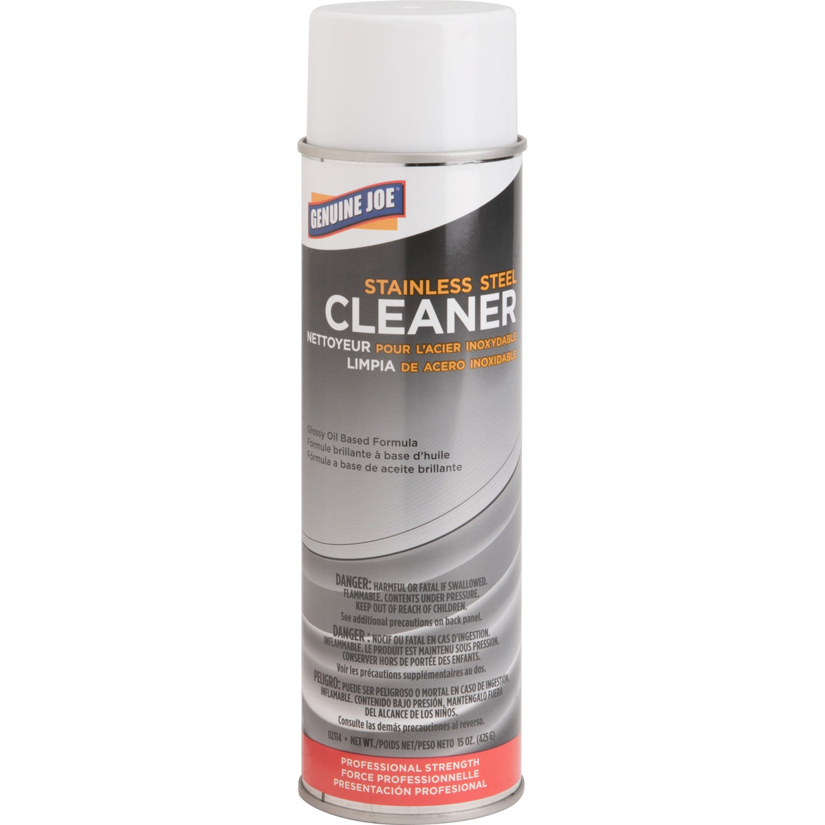 Genuine Joe Stainless Steel Cleaner - For Metal Surface - 15 fl oz (0.5 quart) - Pleasant Scent, Luster - Multi Can - 1 Each