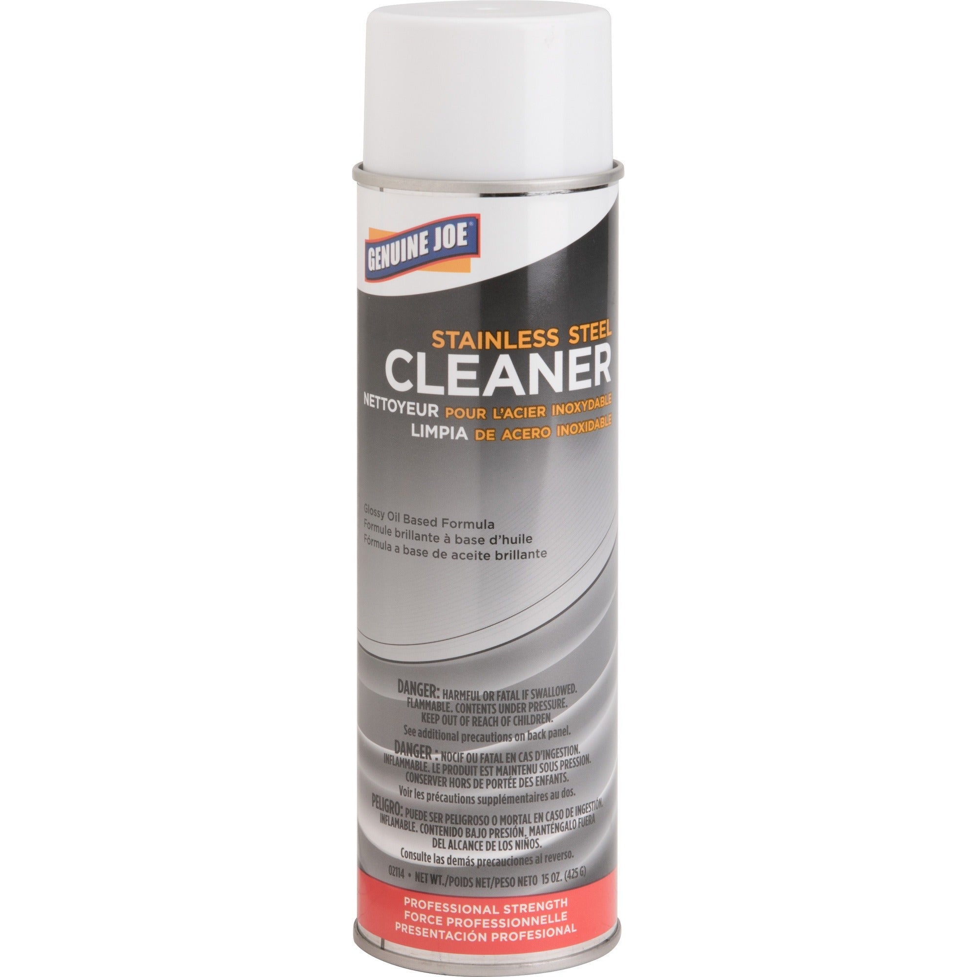 Genuine Joe Stainless Steel Cleaner - For Metal Surface - 15 fl oz (0.5 quart) - Pleasant Scent, Luster - Multi Can - 1 Each