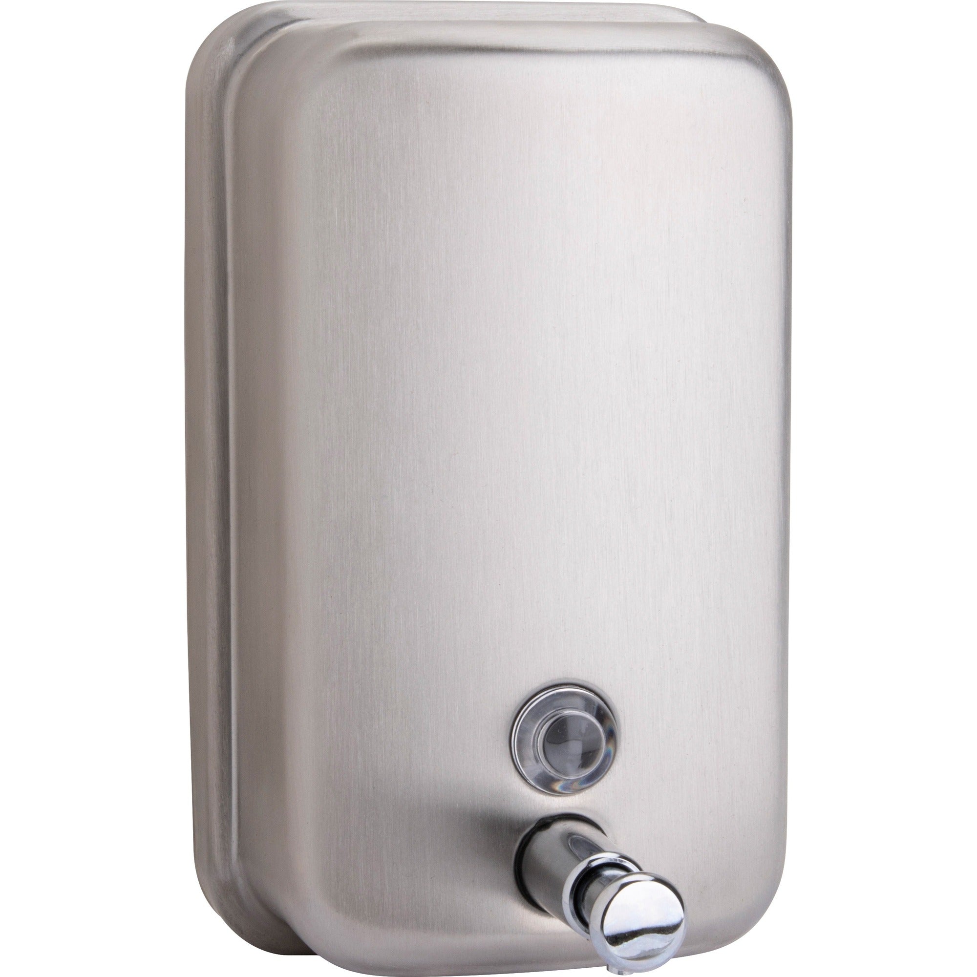 Genuine Joe Liquid/Lotion Soap Dispenser - Manual - 31.50 fl oz Capacity - Corrosion Resistant, Wall Mountable, Rust Proof - Stainless Steel - 1 Each