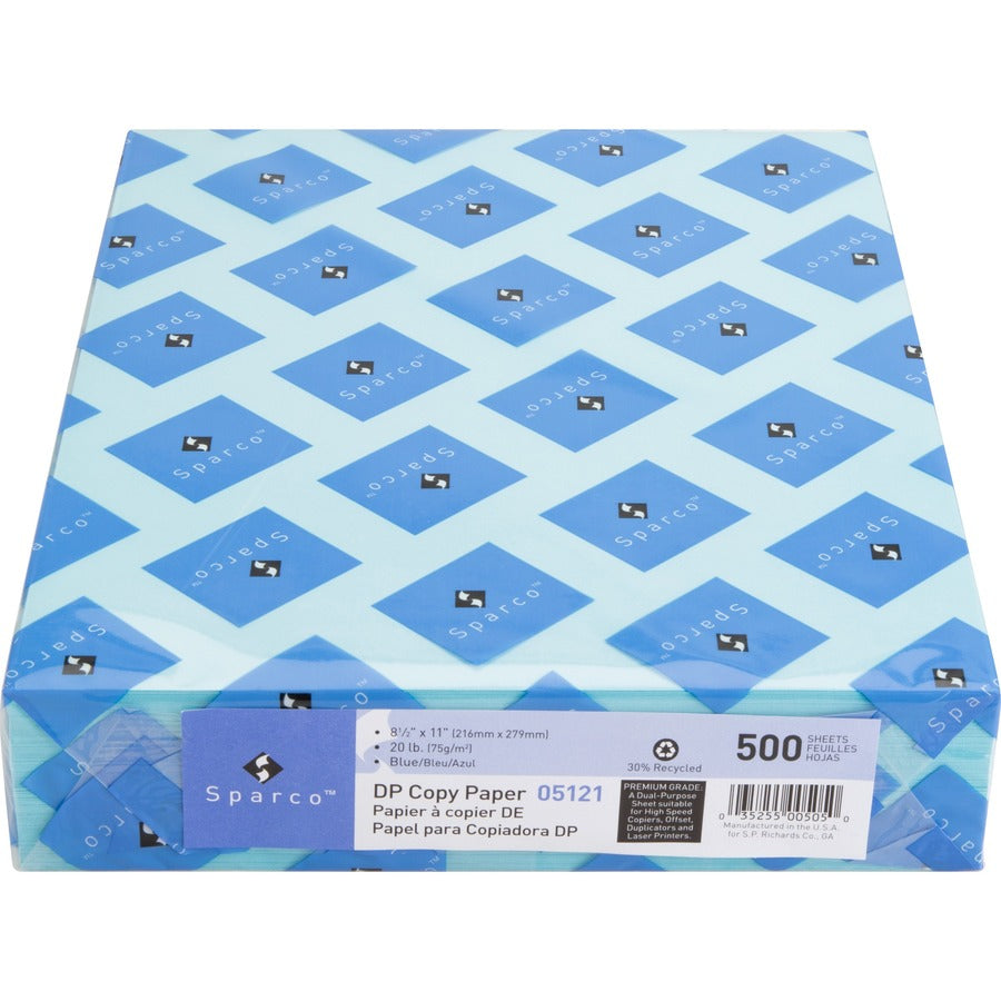 Sparco Premium Copy Paper - Blue - Letter - 8 1/2" x 11" - 20 lb Basis Weight - Sustainable Forestry Initiative (SFI) - Lint-free, Acid-free, Archival-safe - Blue - 500 / Ream