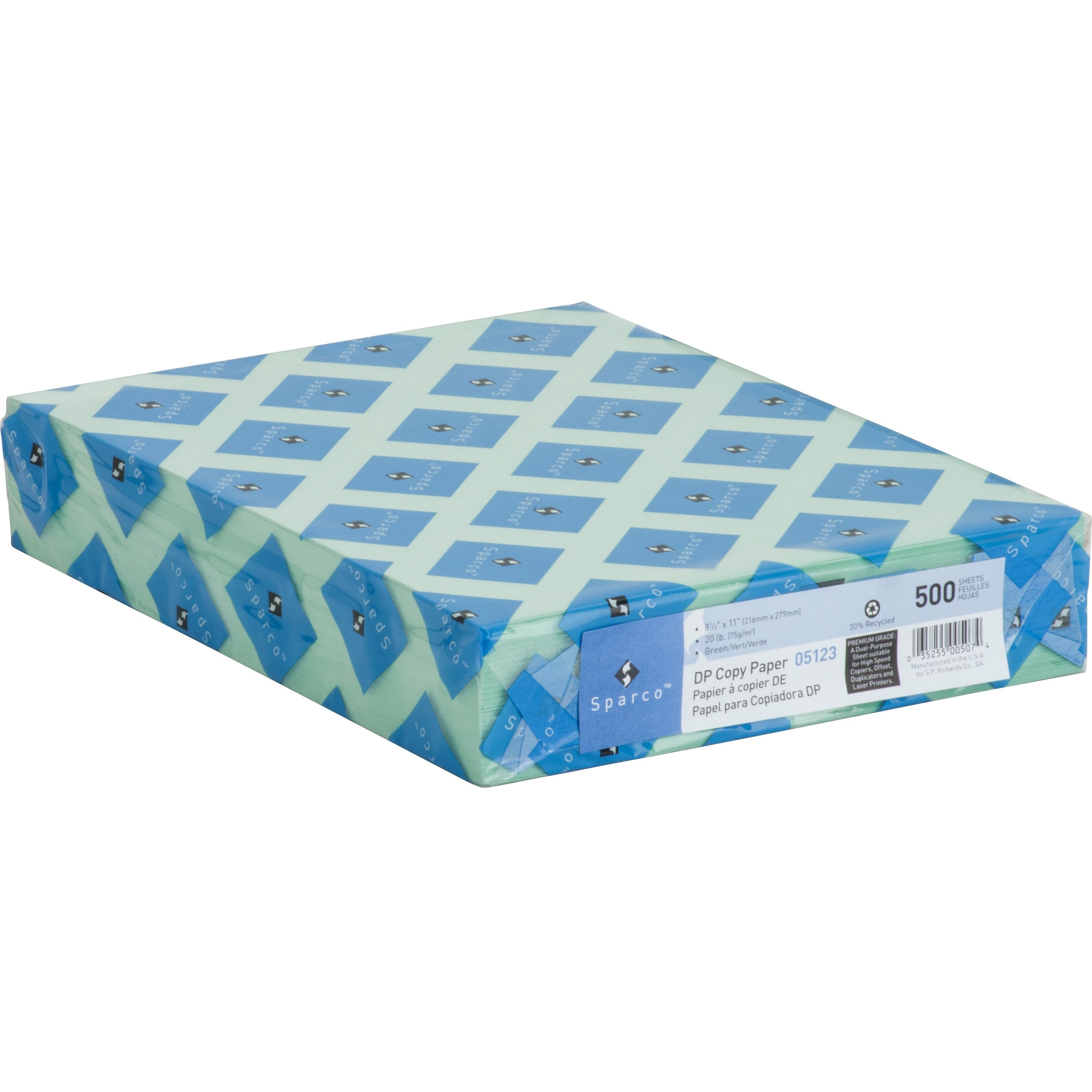 Sparco Premium Copy Paper - Green - Letter - 8 1/2" x 11" - 20 lb Basis Weight - Sustainable Forestry Initiative (SFI) - Lint-free, Acid-free, Archival-safe - Green - 500 / Ream