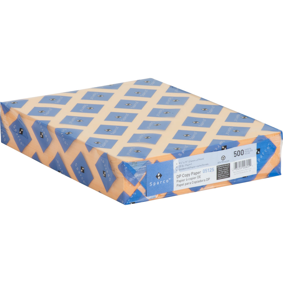 Sparco Premium Copy Paper - Goldenrod - Letter - 8 1/2" x 11" - 20 lb Basis Weight - Sustainable Forestry Initiative (SFI) - Lint-free, Archival-safe, Acid-free - Goldenrod - 500 / Ream