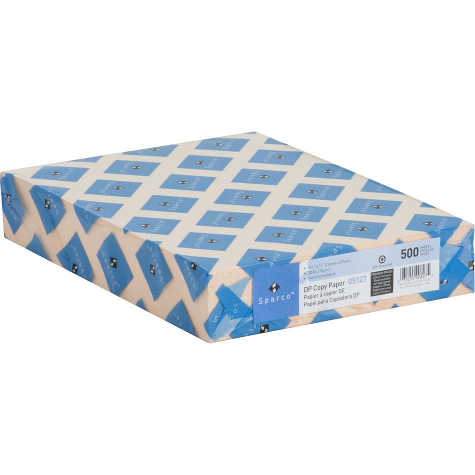 Sparco Premium Copy Paper - Ivory - Letter - 8 1/2" x 11" - 20 lb Basis Weight - Sustainable Forestry Initiative (SFI) - Lint-free, Acid-free, Archival-safe - Ivory - 500 / Ream