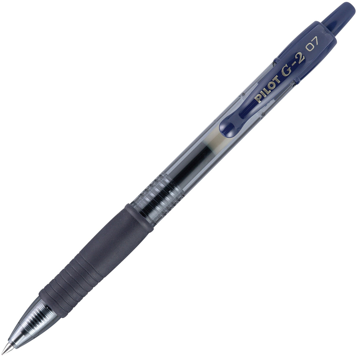 Pilot G2 Retractable Gel Ink Rollerball Pens - 0.7 mm Fine Pen Point - Refillable - Retractable - Navy Blue Ink - Gel-based - Clear Barrel - 1 Dozen