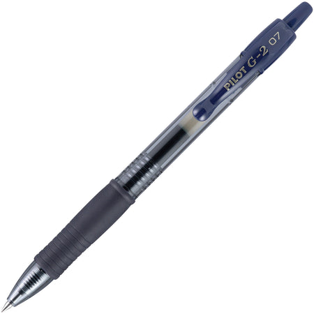Pilot G2 Retractable Gel Ink Rollerball Pens - 0.7 mm Fine Pen Point - Refillable - Retractable - Navy Blue Ink - Gel-based - Clear Barrel - 1 Dozen