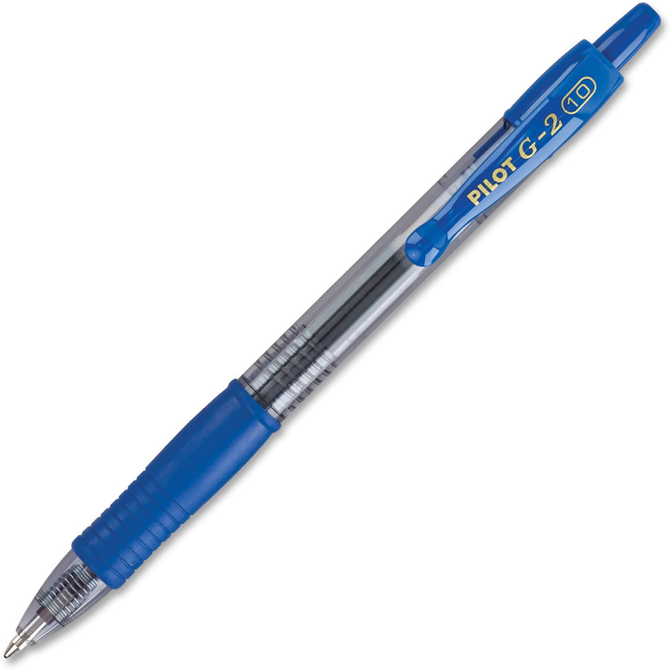 Pilot G2 Bold Point Retractable Gel Pens - 1 mm Bold Pen Point - Refillable - Retractable - Blue Ink - Gel-based - Clear Barrel - 1 Dozen