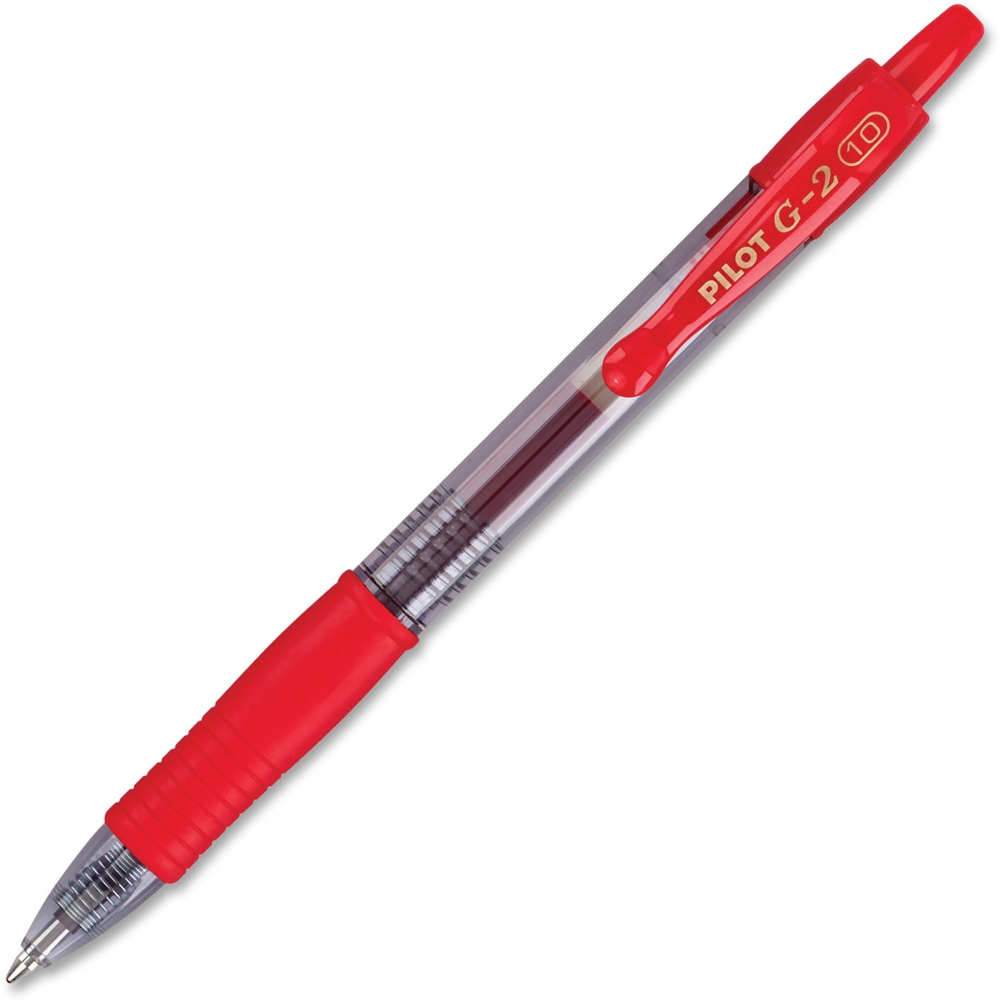 Pilot G2 Bold Point Retractable Gel Pens - 1 mm Bold Pen Point - Refillable - Retractable - Red Ink - Gel-based - Clear Barrel - 1 Dozen