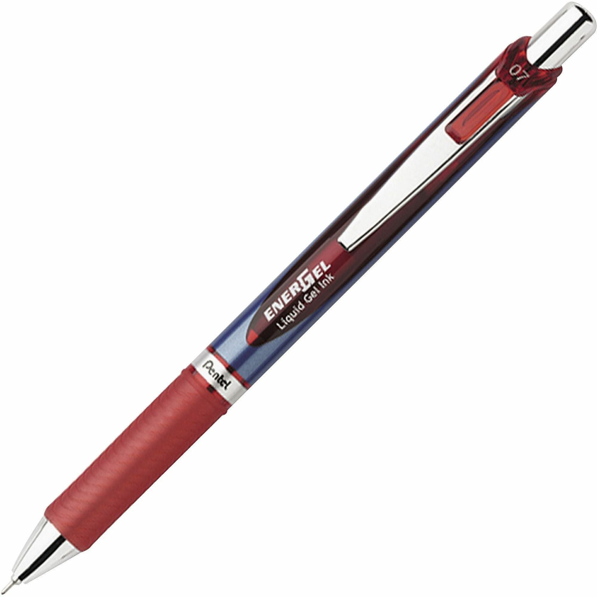 EnerGel EnerGel RTX Liquid Gel Pen - 0.7 mm Medium Needle Pen Point - Refillable - Retractable - Red Ink - Gel-based - Blue Barrel - Stainless Steel Tip - 1 Each