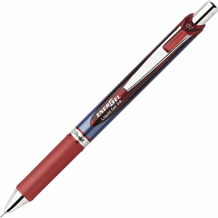 EnerGel EnerGel RTX Liquid Gel Pen - 0.7 mm Medium Needle Pen Point - Refillable - Retractable - Red Ink - Gel-based - Blue Barrel - Stainless Steel Tip - 1 Each