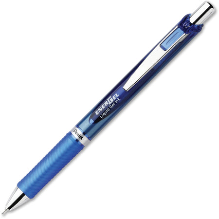 EnerGel EnerGel RTX Liquid Gel Pens - 0.7 mm Medium Needle Pen Point - Refillable - Retractable - Blue Ink - Gel-based - Blue, Silver Barrel - Stainless Steel Tip - 1 Each