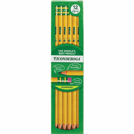Ticonderoga Pre-Sharpened No. 2 Pencils - #2 - Yellow Cedar Barrel - 1 Dozen