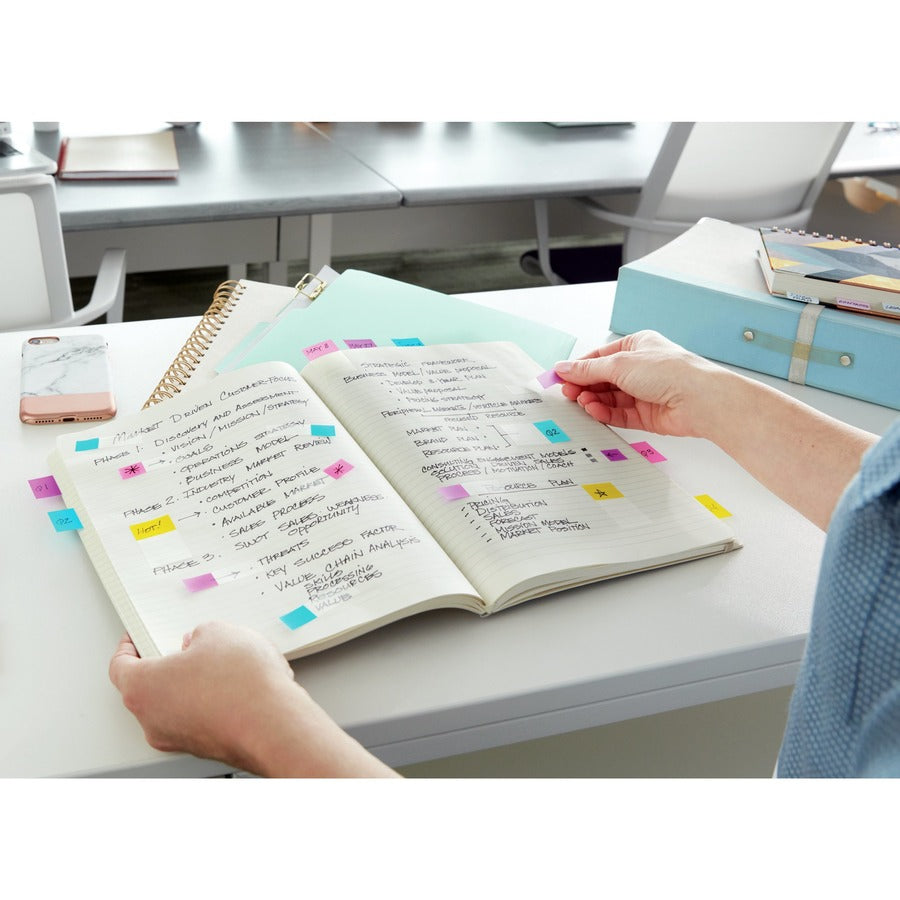 Post-it®  Flags - 100 x Blue - 1" Flag/Note Width x 1 3/4" Flag/Note Length - Rectangle - Unruled - Blue - Removable, Tab - Dispenser Included - 100 / Pack