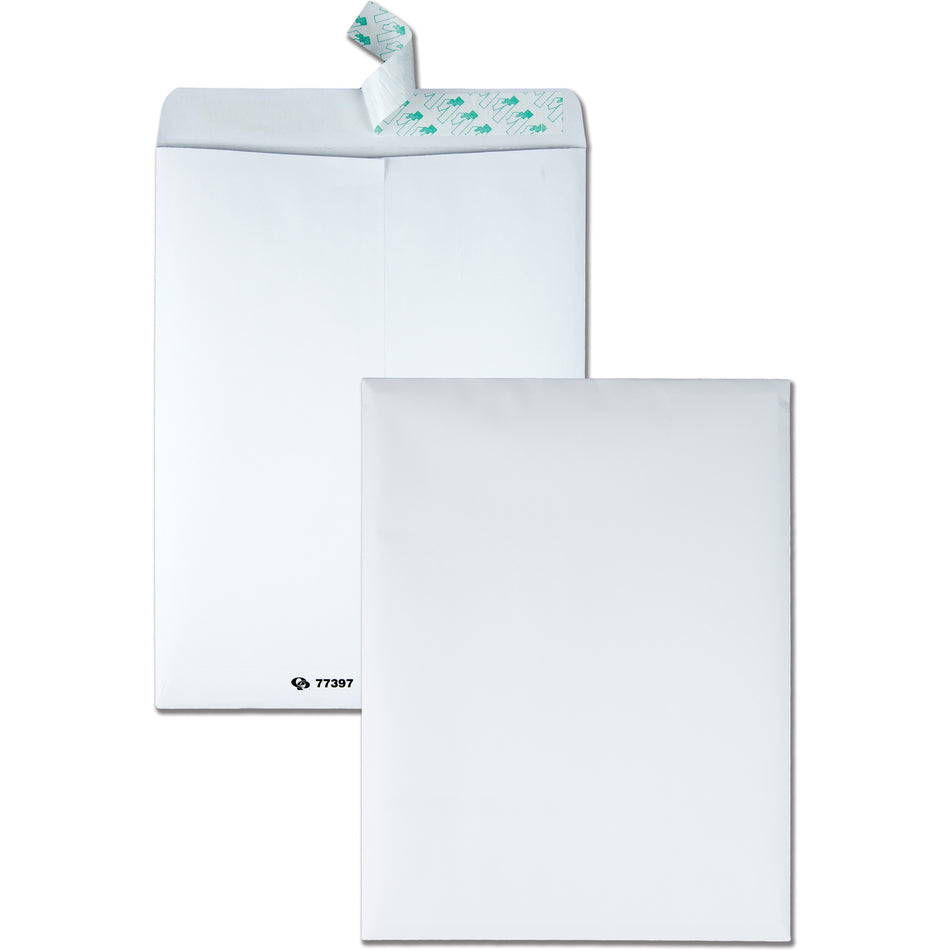 Quality Park 10 x 13 Tech-no-Tear Paper Out Catalog Envelopes with Self-Sealing Closure - Catalog - #13 1/2 - 10" Width x 13" Length - Self-sealing - White - Paper - 100 / Box