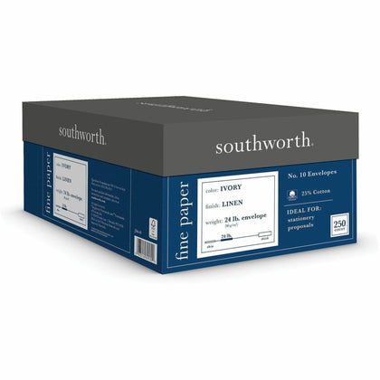 Southworth Business Envelopes: #10 25% Cotton Ivory - 250/Box - Stationery Envelopes