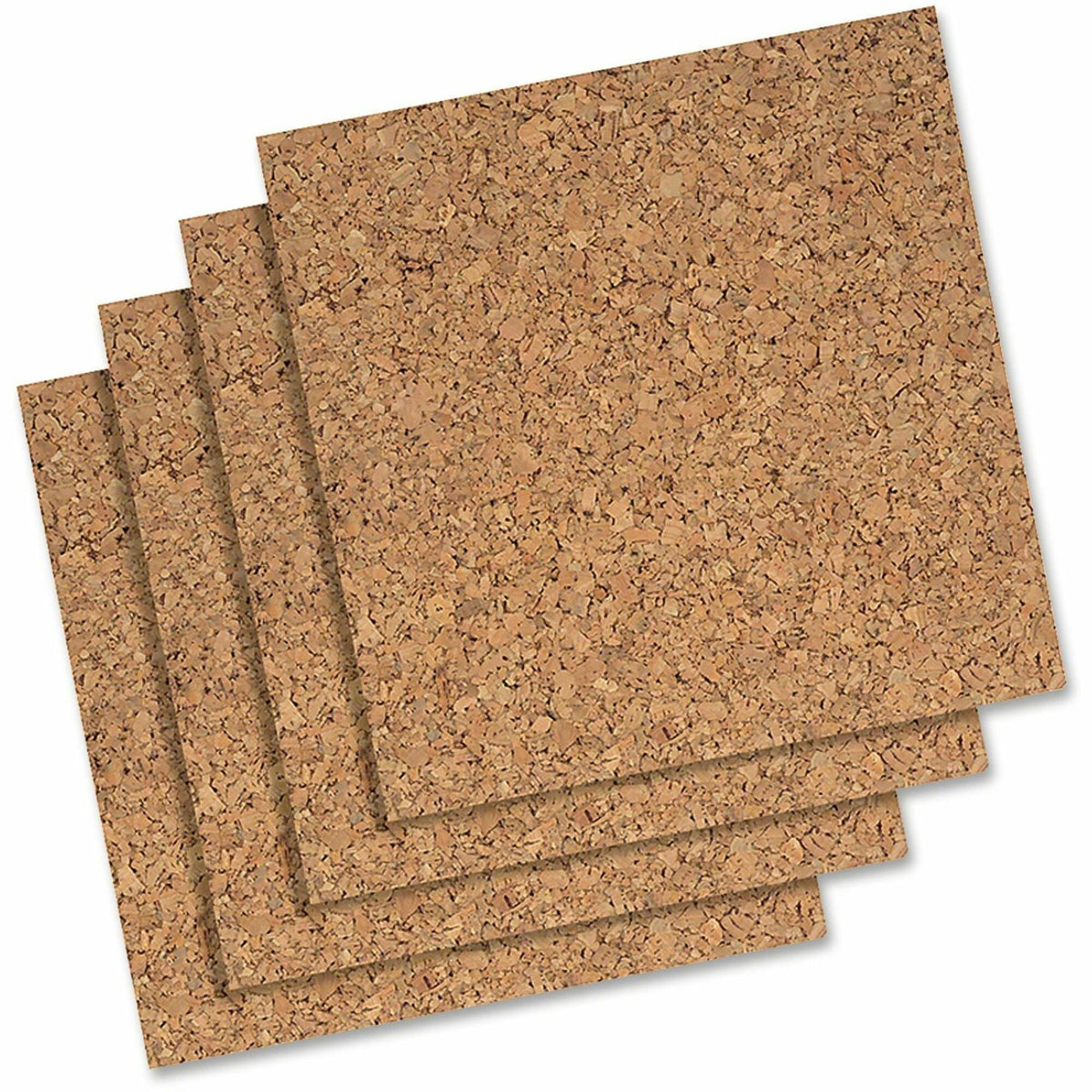 Quartet Frameless Modular Natural Cork Tiles - 12" Board Height x 12" Board Width - Brown Natural Cork Surface - Frameless, Durable, Self-healing - 4 / Pack