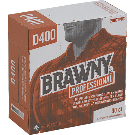 Brawny® Professional D400 Disposable Cleaning Towels - 16.10" Width x 9.20" Length - White - 90 / Box