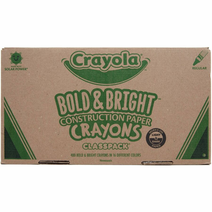 Crayola 16-Color Construction Paper Crayon Classpack - Classroom - Multicolor - 400 / Box