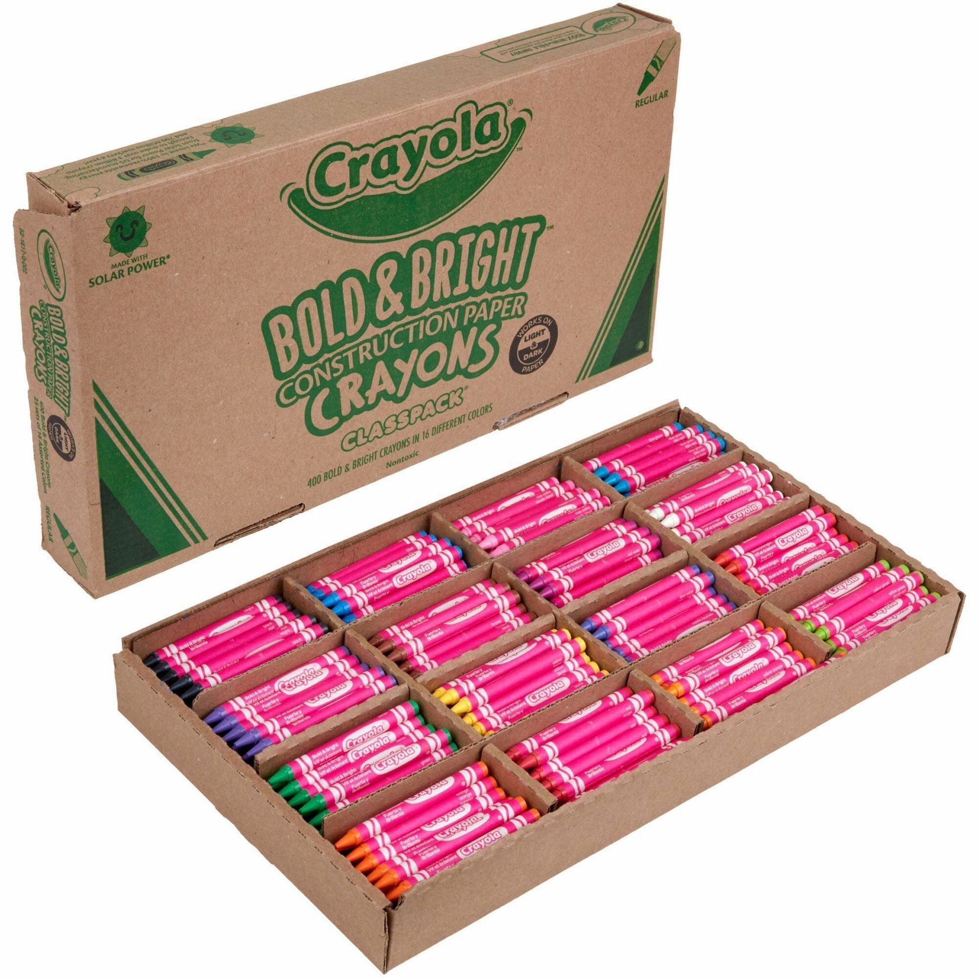Crayola 16-Color Construction Paper Crayon Classpack - Classroom - Multicolor - 400 / Box