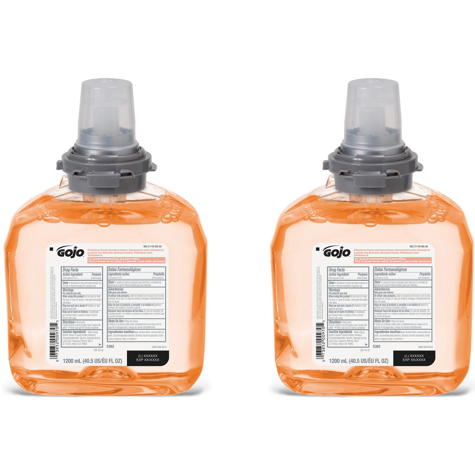 Gojo® TFX Premium Foam Antibacterial Handwash - Floral Scent - 1.27 quart - Kill Germs - Hand - Antibacterial - 2 / Carton