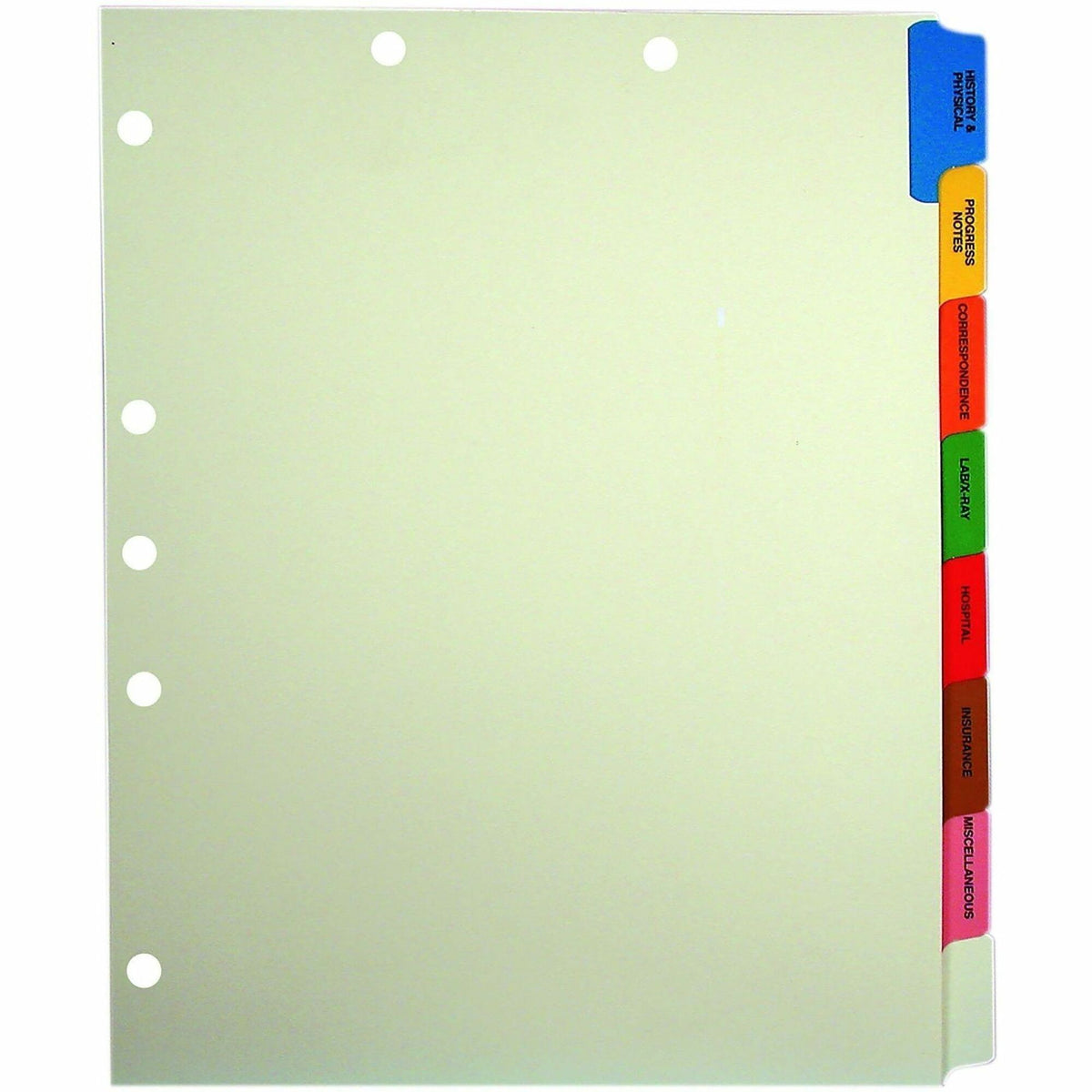 Tabbies 8-Side Tab Medical Chart Index Set - 8 Tab(s) - 8 Tab(s)/Set - 9" Divider Width x 11" Divider Length - Manila Tab(s) - 40 / Box