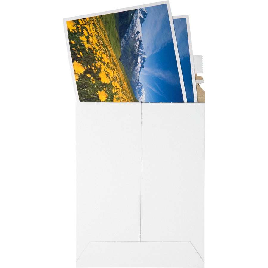 Quality Park Sturdy Fiberboard Photo Mailers - Board - 6" Width x 8" Length - Self-sealing - White - Fiberboard - 25 / Box