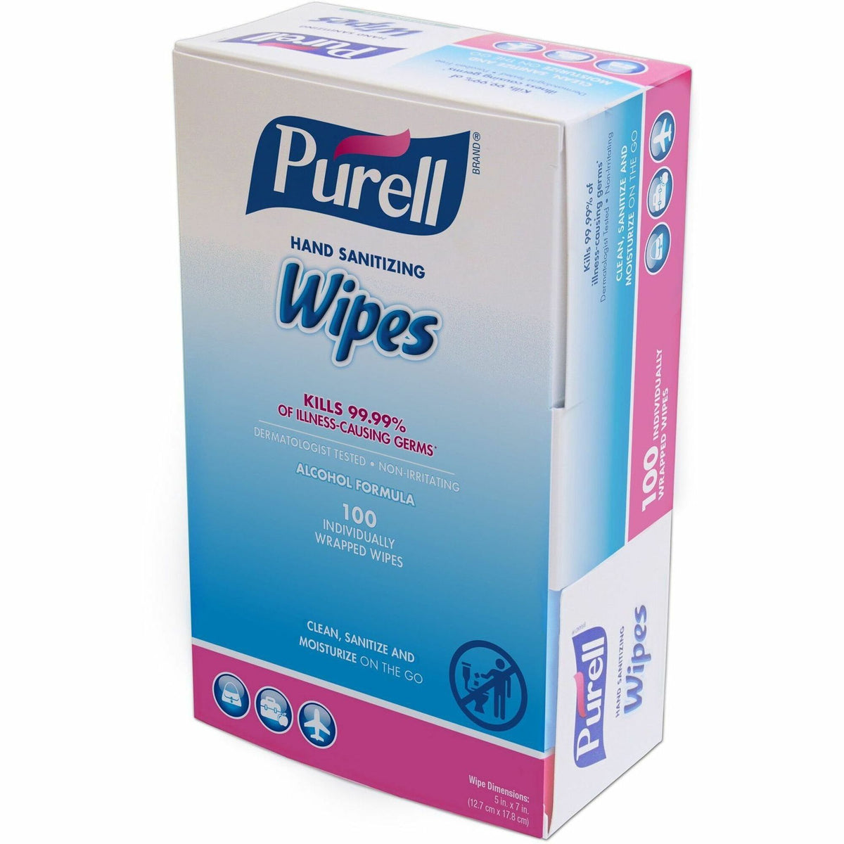 PURELL® On-the-go Sanitizing Hand Wipes - 5" Width x 7" Length - Clear - 100 / Box