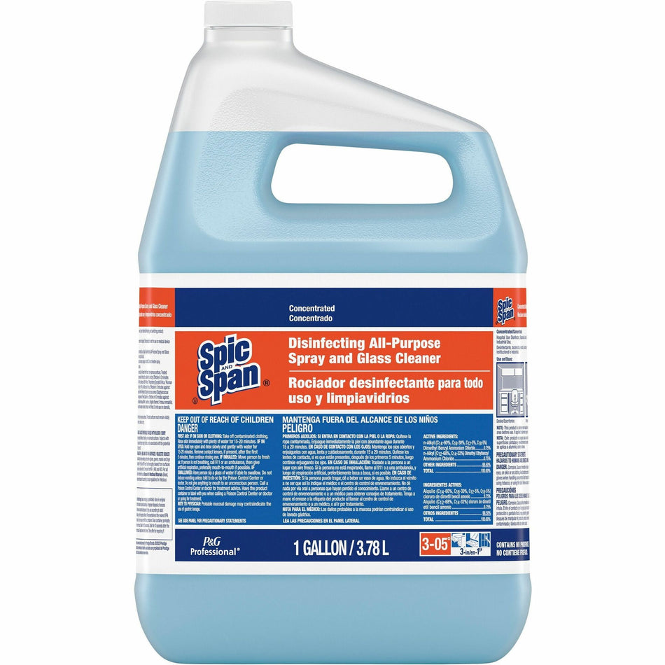 Spic and Span Disinfecting All-Purpose Spray and Glass Cleaner - For Multipurpose - Concentrate - 128 fl oz (4 quart) - Recommended For: Grease Remover, Germs Remover - Streak-free, Disinfectant - Clear Blue - 1 Each