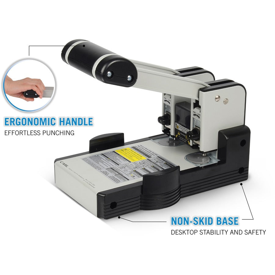 CARL XHC2100 Extra Heavy-duty Two Hole Punch - 2 Punch Head(s) - 100 Sheet of 20lb Paper - 1/4" Punch Size - Blue