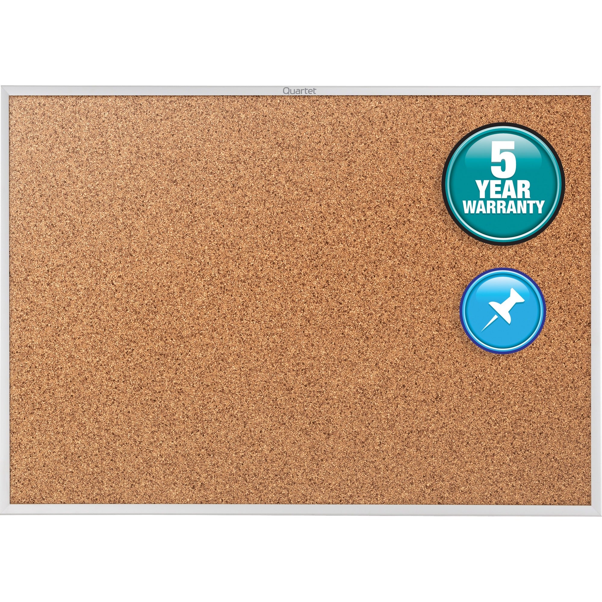 Quartet Classic Series Bulletin Board - 36" Board Height x 60" Board Width - Brown Natural Cork Surface - Heavy-gauge, Self-healing, Heavy Duty - Silver Aluminum Frame - 1 Each