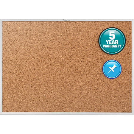 Quartet Classic Series Bulletin Board - 36" Board Height x 60" Board Width - Brown Natural Cork Surface - Heavy-gauge, Self-healing, Heavy Duty - Silver Aluminum Frame - 1 Each