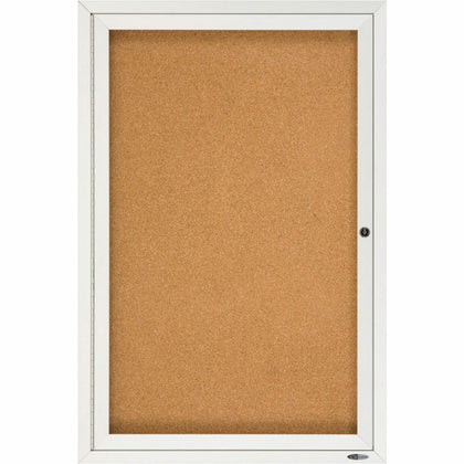 Quartet Indoor Enclosed Bulletin Board - 36x24 - Natural Cork - Silver Aluminum Frame - Boards