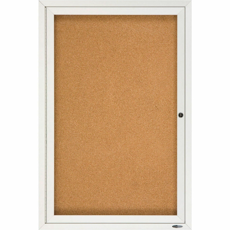 Quartet Enclosed Bulletin Board for Indoor Use - 36" Board Height x 24" Board Width - Brown Natural Cork Surface - Hinged, Self-healing, Shatter Proof, Lock, Durable - Silver Aluminum Frame - 1 Each