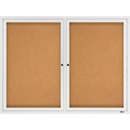 Quartet Indoor Enclosed Bulletin Board - 36’’x48’’ Brown Cork - Durable Aluminum Frame - Boards