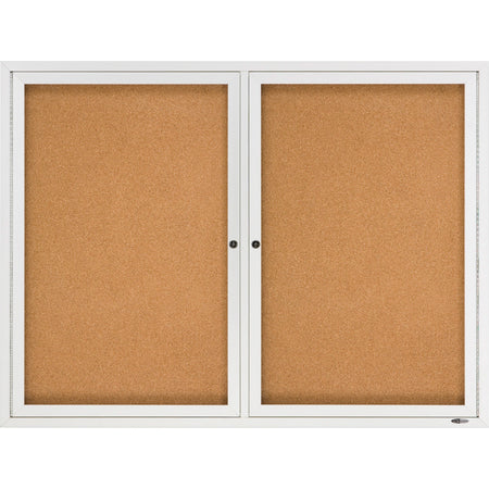 Quartet Enclosed Bulletin Board for Indoor Use - 36" Board Height x 48" Board Width - Brown Natural Cork Surface - Hinged, Self-healing, Shatter Proof, Rounded Corner, Durable - Silver Aluminum Frame - 1 Each