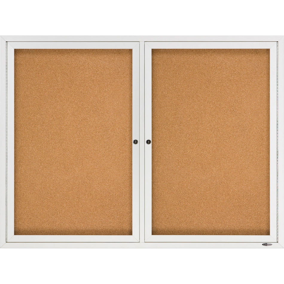 Quartet Enclosed Bulletin Board for Indoor Use - 36" Board Height x 48" Board Width - Brown Natural Cork Surface - Hinged, Self-healing, Shatter Proof, Rounded Corner, Durable - Silver Aluminum Frame - 1 Each