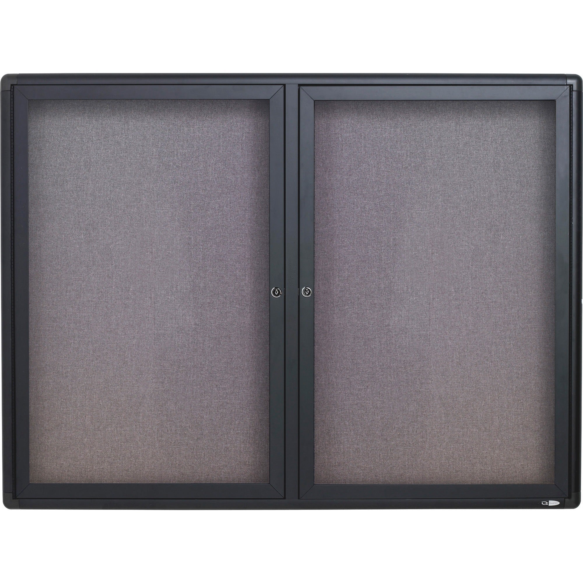 Quartet Enclosed Bulletin Board - 36" Board Height x 48" Board Width - Gray Fabric Surface - Hinged, Durable, Shatter Proof, Self-healing - Graphite Frame - 1 Each