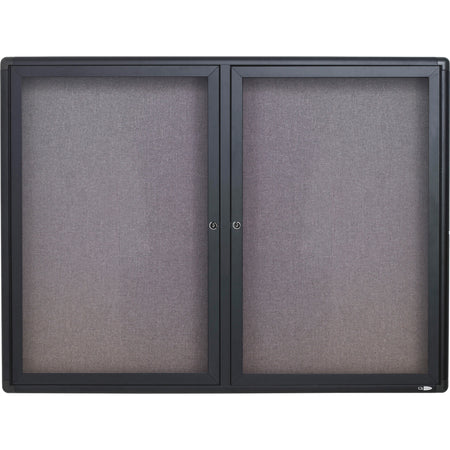 Quartet Enclosed Bulletin Board - 36" Board Height x 48" Board Width - Gray Fabric Surface - Hinged, Durable, Shatter Proof, Self-healing - Graphite Frame - 1 Each