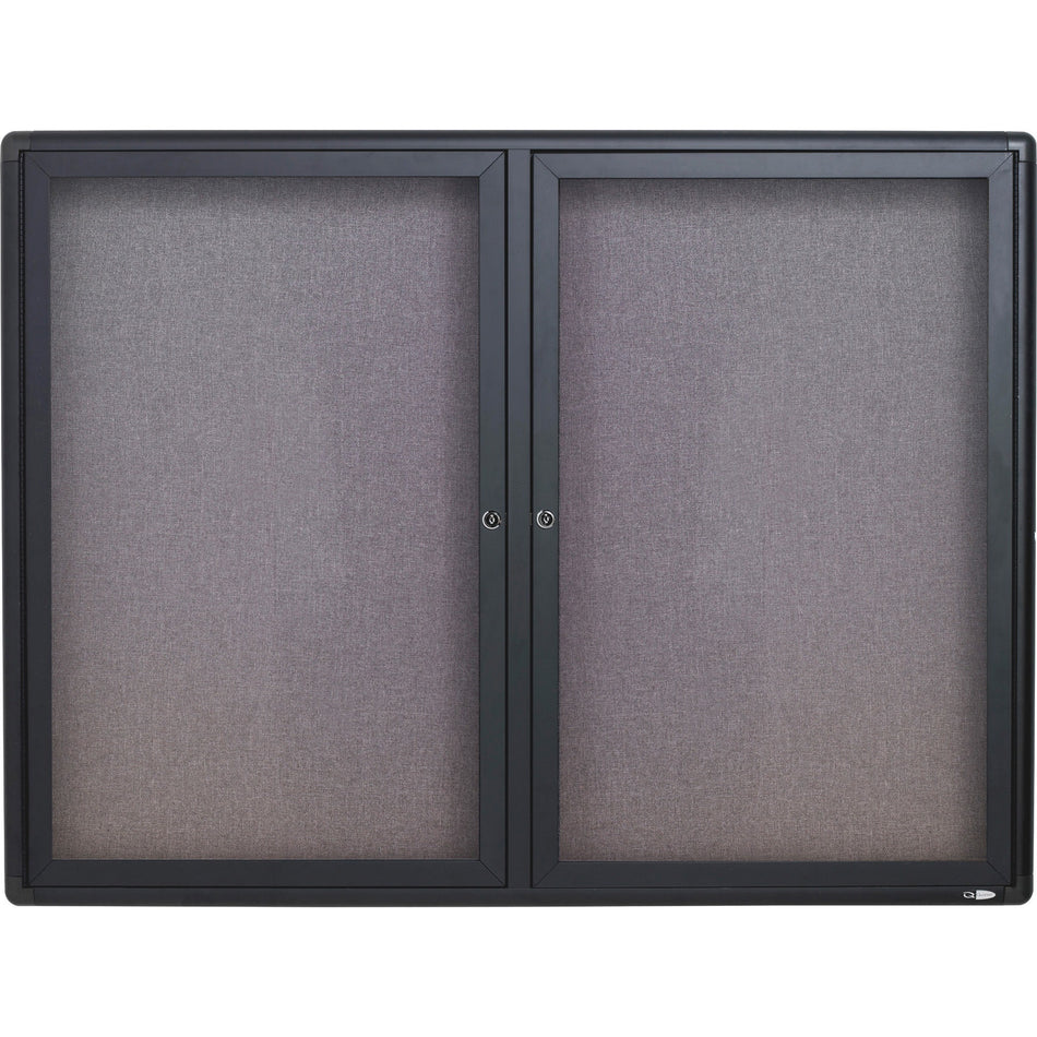 Quartet Enclosed Bulletin Board - 36" Board Height x 48" Board Width - Gray Fabric Surface - Hinged, Durable, Shatter Proof, Self-healing - Graphite Frame - 1 Each